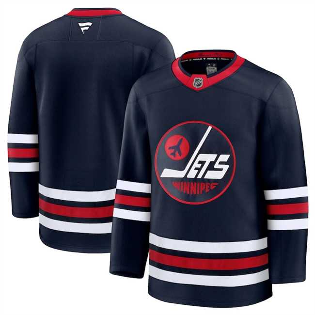 Mens Winnipeg Jets Custom Navy 2024-25 Alternate Stitched Hockey Jersey